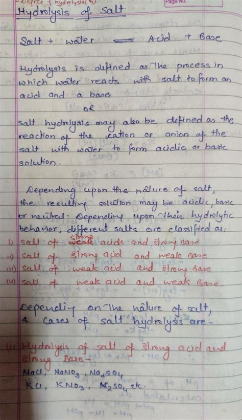 Hydrolysis Of Salt1 - Chemistry - Notes - Teachmint - Worksheets Library