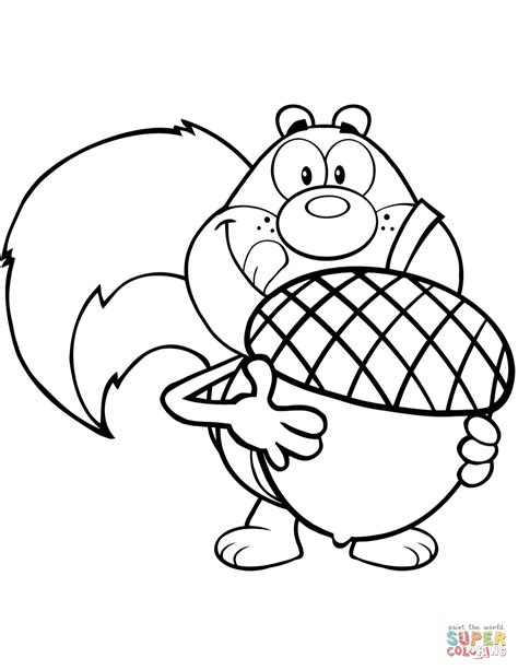 Squirrel Acorn Coloring Page Coloring Pages