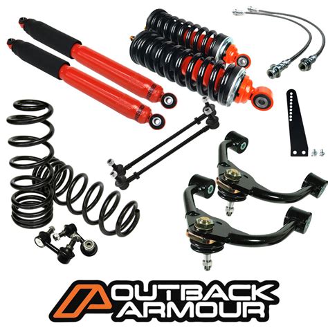 Outback Armour 4 Lift Kit 4F 3R Long Travel Nissan Navara NP300 Coil