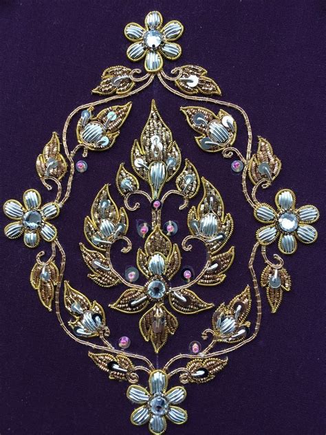 Bead And Gold Work Gold Work Embroidery Hand Embroidery Designs