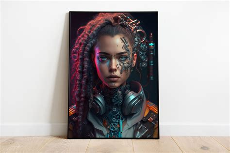 Wall Art Cyberpunk Girl Cyberpunk Style Artistic Painting Wall Decor ...