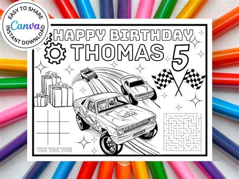 Editable Hot Cars Birthday Coloring Page Race Cars Coloring Race Car Birthday Wheel Birthday