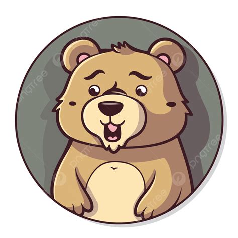 원의 중심에 서있는 만화 곰 벡터, 고립 된 만화 곰 개요와 스티커 디자인, 상표 PNG, 일러스트 및 벡터 에 대한 무료