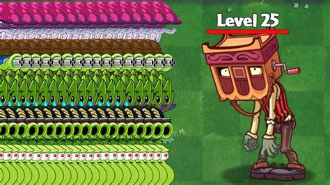 PvZ 2 Challenge 50 Plants Max Level Power Up Vs Grinderhead Zombie