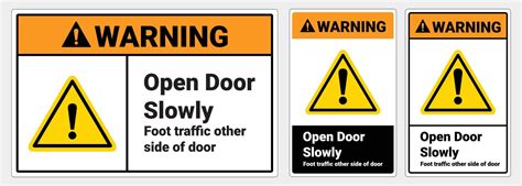 Safety Sign Open Door Slowly Foot Traffic Other Side Of Door Caution