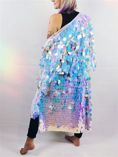 Iridescent Sequin Kimono Large Teardrop Sequins Iridescent Etsy