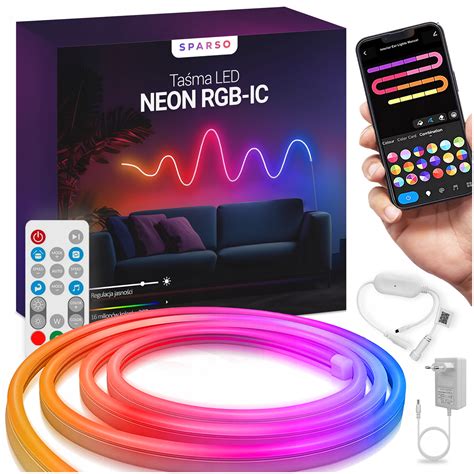 Taśma LED NEON 5M RGBIC Ledy Kolorowe PILOT Aplikacja BLUETOOTH WiFi