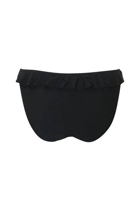 Bermuda High Leg Frill Bikini Brief In Black Pour Moi