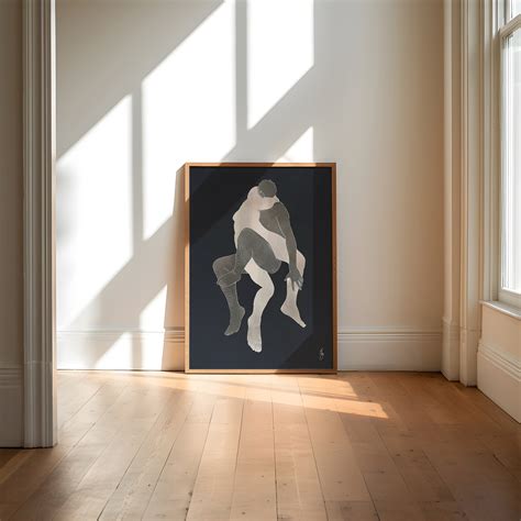 Minimalist Gay Art Print Gay Male Painting Framed Gay Art Gay Couple Print Black And White Gay