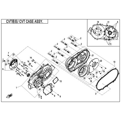 VUE ECLATEE PIECE CARTER VARIATEUR CFMOTO CFORCE 520 COURT T3 2021