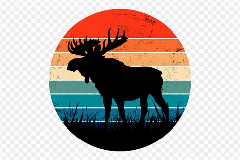 Moose Silhouette Retro Sunset Vintage Graphic By Topstar Creative Fabrica