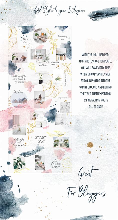 Instagram Winter Watercolor Template | Instagram template design ...