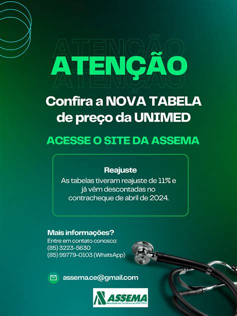 Confira Nova Tabela Da UNIMED ASSEMA