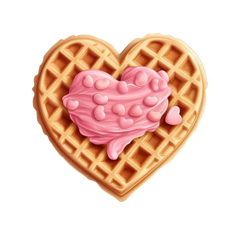 Premium PSD Waffle With Pink Icing And Hearts Ai Generated Image