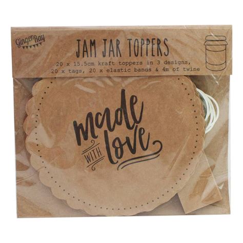 Ginger Ray Large Kraft Jam Jar Topper Kit 20 Pack Hobbycraft