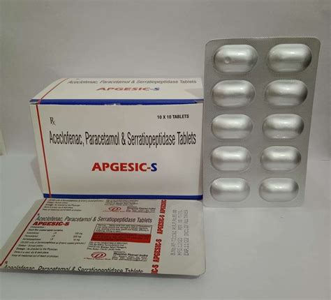 Apgesic S Franchise Aceclofenac Paracetamol Serratiopeptidase Tablets