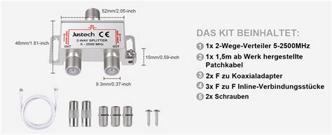 Justech Fach Tv Radio F Stecker Adapter Kabel Antennen Verteiler Sat