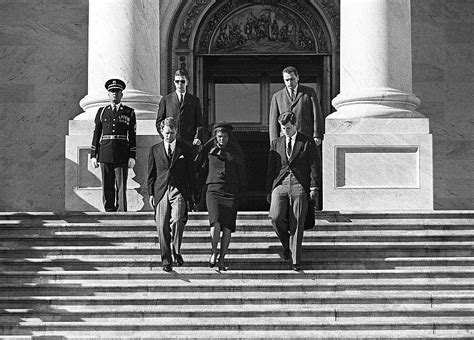 11 25 63 Robert Jacqueline And Edward Kennedy Precede Jfk S Casket Down The Steps Of The