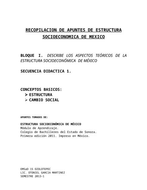 Docx Recopilacion De Apuntes De Estructura Socioeconomica De Mexico