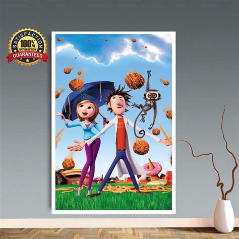 Cartoon Movie Poster, Cloudy With A Chance Of Meatballs Home Decor ...