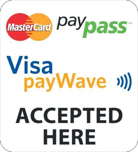 Mastercard Paypass Visa Paywave Sticker Decal For Shop Door Window Shopfront Ebay