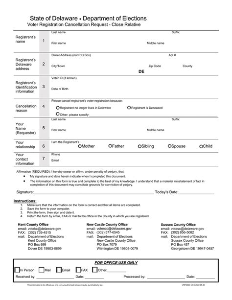 Form Vrfm003 Download Fillable Pdf Or Fill Online Voter Registration Cancellation Request