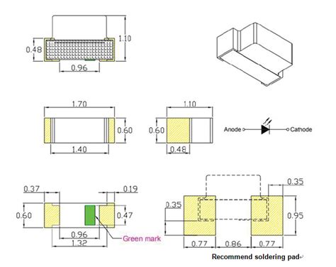 0604 Yellow Sideview SMD Chip LED RoHS Compliant With 1 7 L X0 6 W