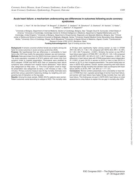 PDF Acute Heart Failure A Mechanism Underscoring Sex Differences In