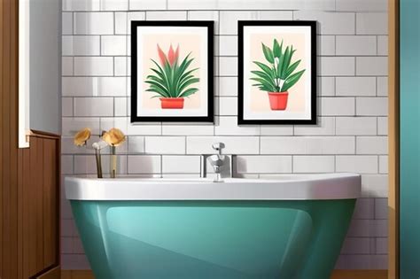 Premium Photo Poster Frame Mockup On Bathroom Interior