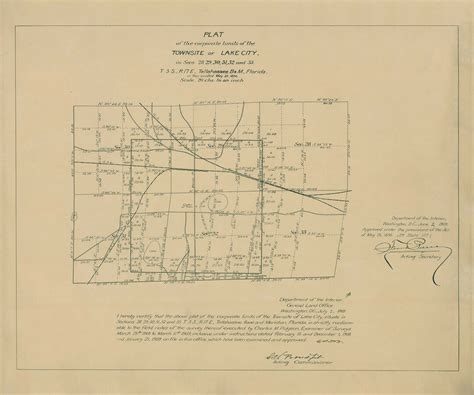 1896 Town Map Of Lake City Florida Etsy