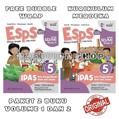 Jual Paket 2 Buku ESPS IPAS Kelas 5 SD Volume 1 Dan 2 Erlangga