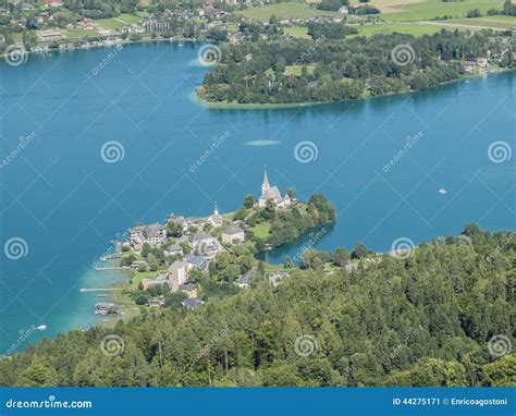 Panoramic View Of Lake Worthersee Stock Image Image Of Nature Pond