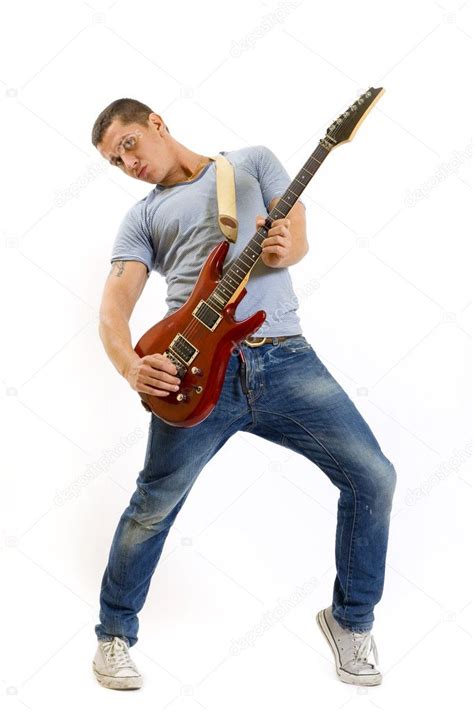 Guitarist Playing His Electric Guitar Stock Photo Feedough