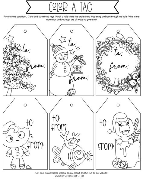 Color Some Christmas Gift Tags Free Printable Dorky Doodles