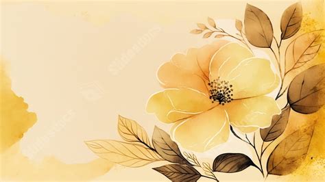 Floral Leaves Watercolor Yellow Powerpoint Background For Free Download ...