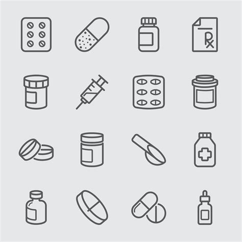 Pharmaceutical Line Icons Vector Art At Vecteezy