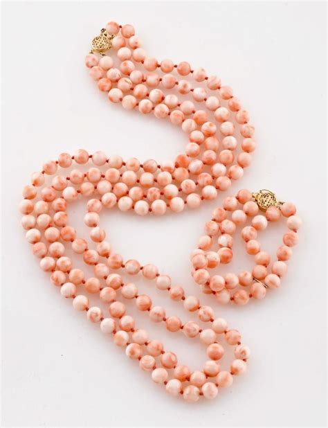 Pink Coral Necklace And Bracelet Set