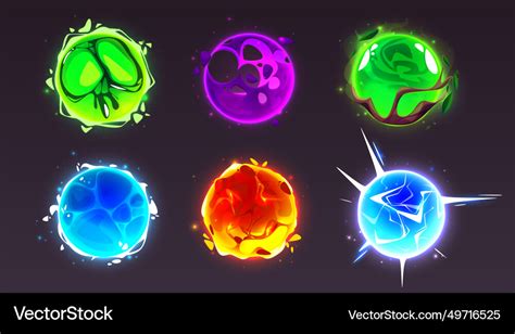 Magical Game Orbs With Glowing Neon Effect Vector Image