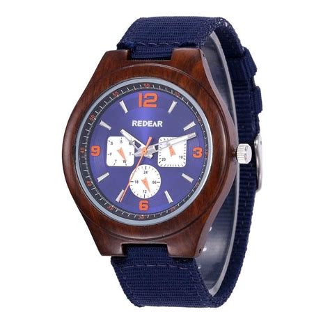 Six Pin Dial Nylon Strap Wooden Watch