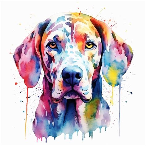 Premium AI Image | A watercolor painting of a dog with a blue face and ...