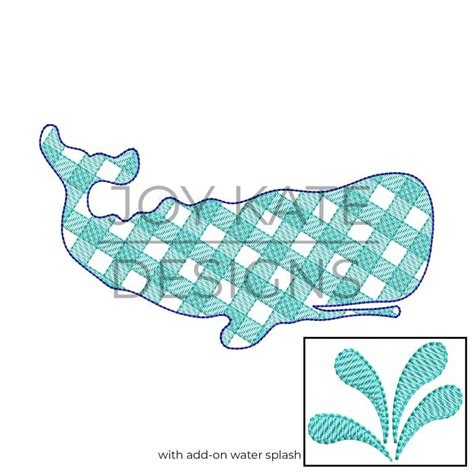 Gingham Whale Sketch Embroidery Design Joy Kate Designs