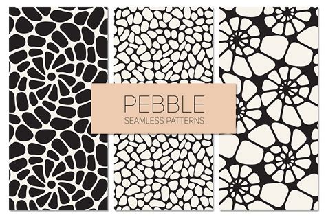 天然图案背景纹理 Pebble Seamless Patterns Set 云瑞设计