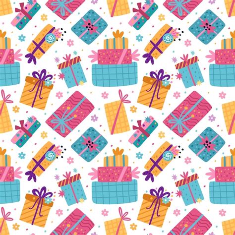 Premium Vector Cute T Boxes Seamless Pattern Funny Birthday