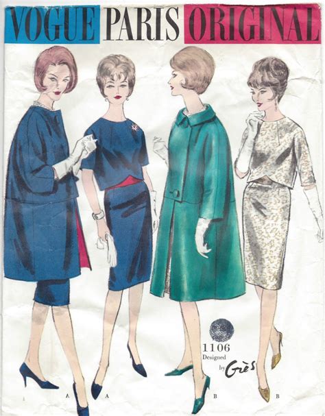 S Vintage Vogue Sewing Pattern B Suit Jacket Skirt Blouse Scarf