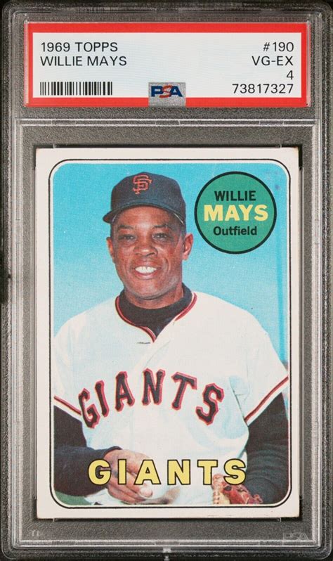 1969 Topps 190 Willie Mays San Francisco Giants PSA 4 VG EX Just