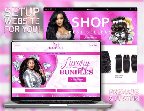 Pink Premade Shopify Website Template Setup Service For Luxury Hair