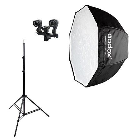 Softbox Godox Cm Octabox Sombrinha Kit Luz Cont Nua E Flash S C M