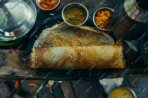 Premium Photo Plate Of Indian Dosa On Table