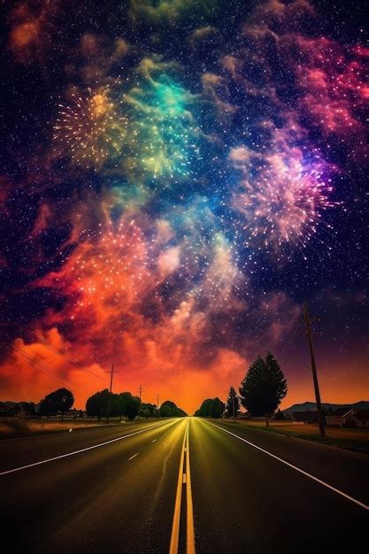 Premium Ai Image Colorful Fireworks Display Lighting Up The Night Sky