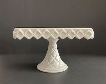 Vintage Fostoria American Square Pedestal Cake Stand With Rum Well Etsy